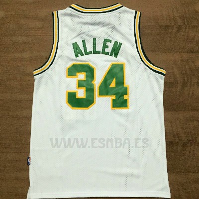 Camiseta Historic Seattle SuperSonics Ray Allen #34 Blanco